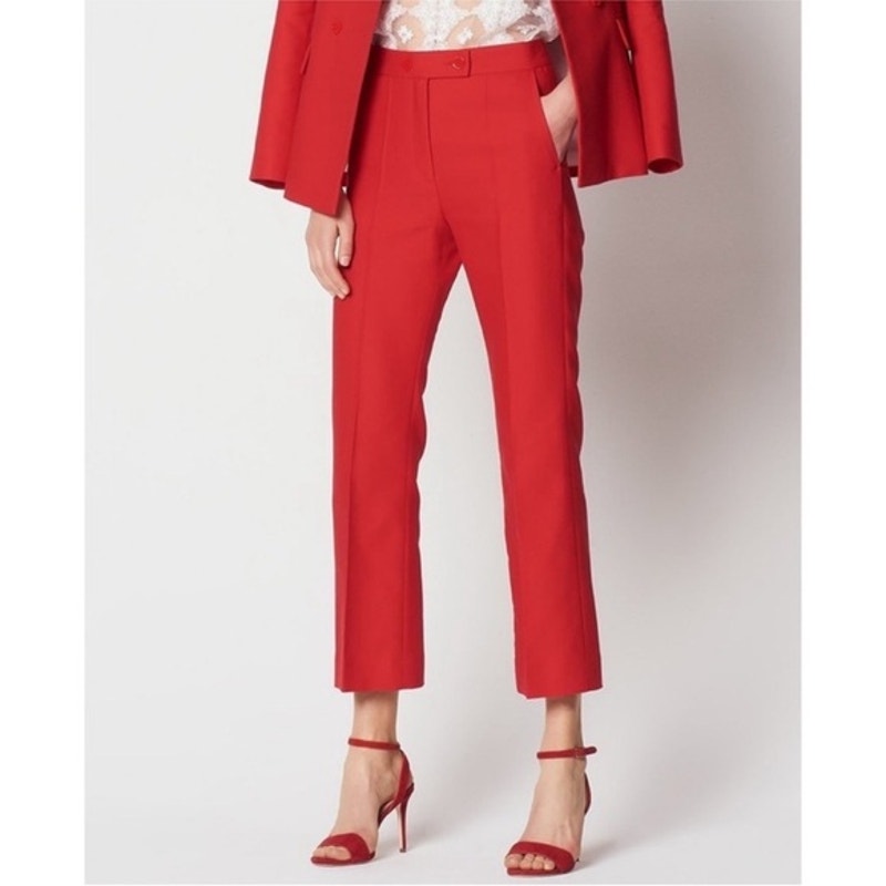 Sandro Red/Rouge Poison Straight Leg Pants (Size 42)
